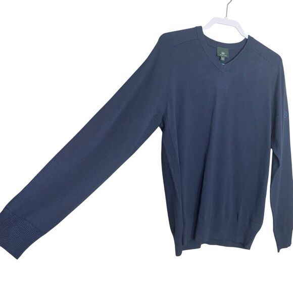AG Adriano Goldschmied Sweater Mens M Navy Blue V-Neck Vented Golf Preppy NEW - Picture 6 of 10